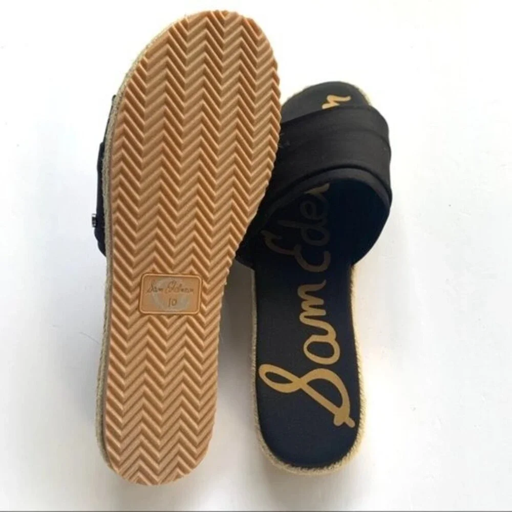 SAM EDELMAN shoes womens  Lars black satin espadrilles size 10